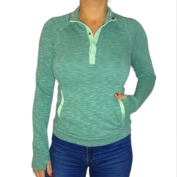 Avalanche Pullover Quarter Snap Button Sweater Medium Green - Picture 1 of 5
